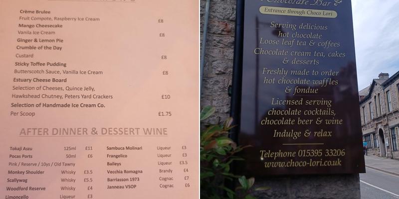 The Estuary Bistro Menu