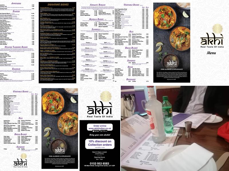 Akhi indian restaurant Menu
