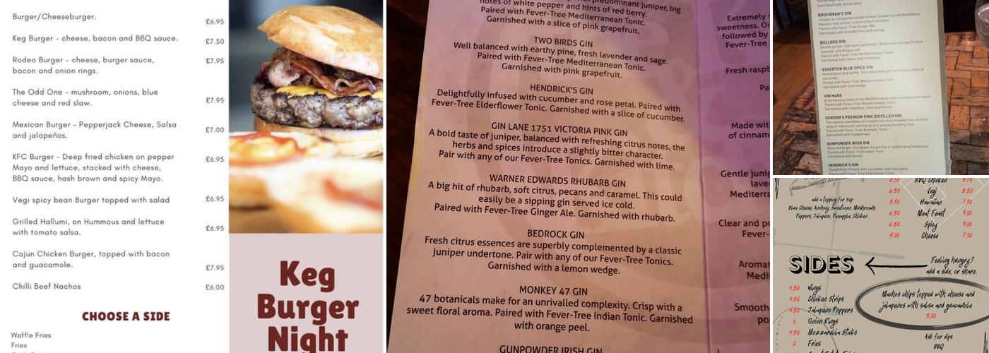 The Keg & Kitchen Menu