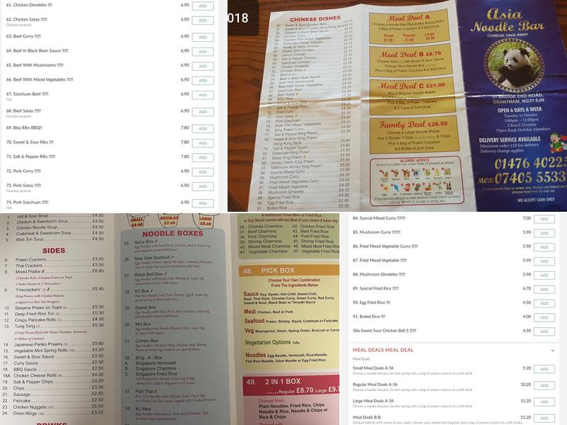 Asian Noodle Bar Menu