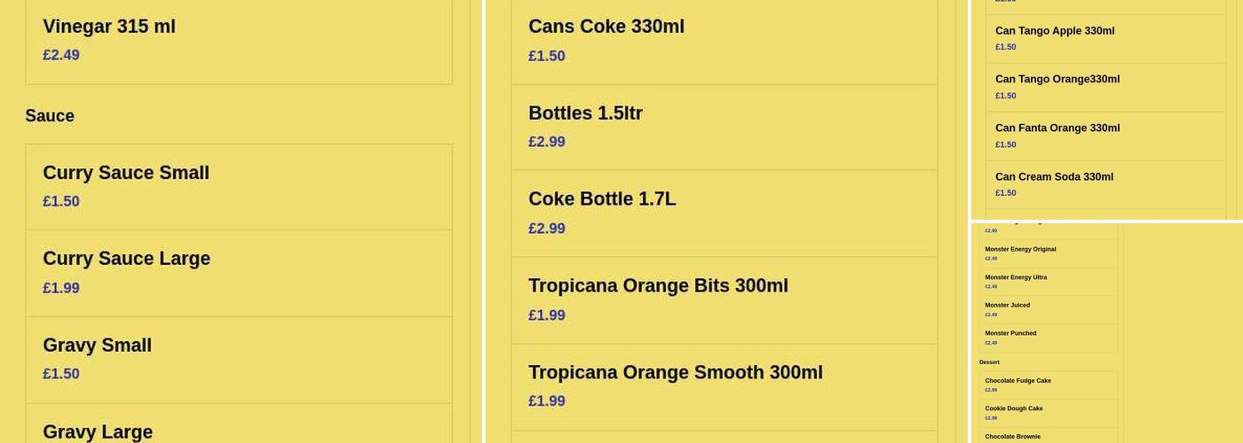 Neptune Fish and Chips Menu