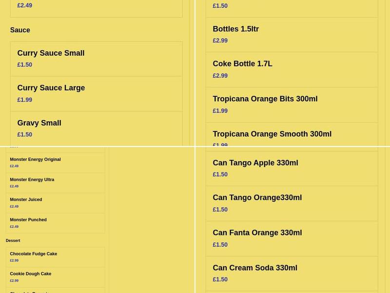 Neptune Fish and Chips Menu