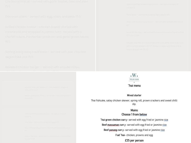 The Welby Arms Menu