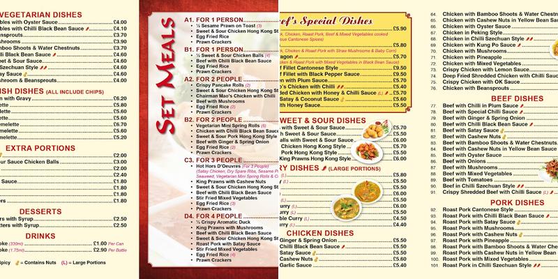 Ken Chinese Restaurant and Takeaway Menu