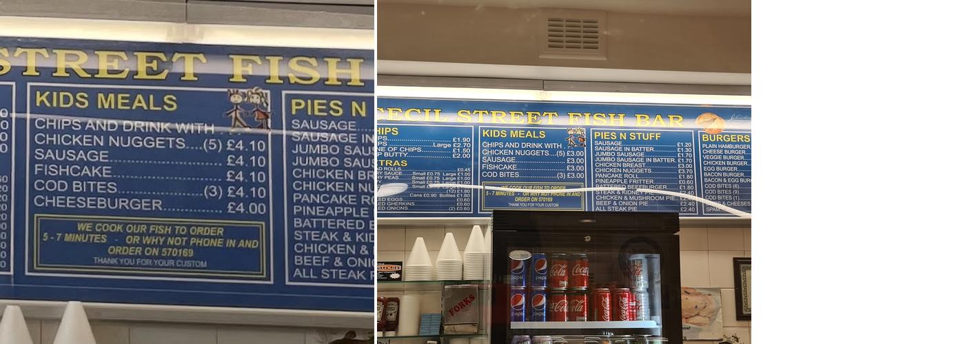 Cecil Street Fish Bar Menu