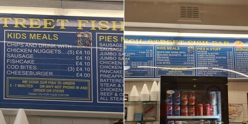 Cecil Street Fish Bar Menu