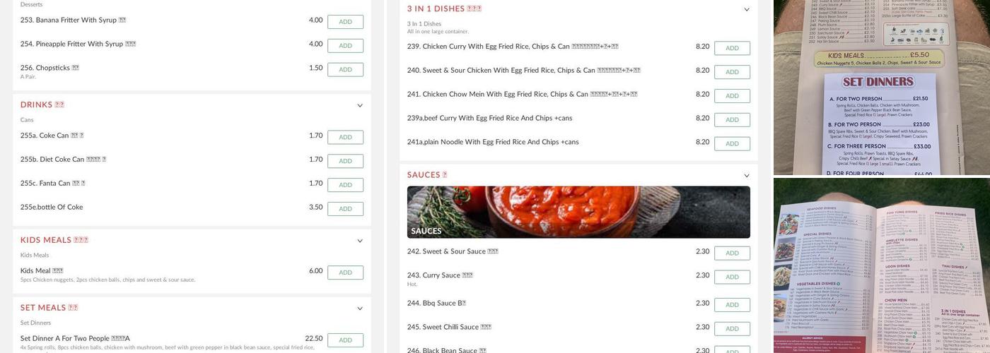 Mandarin Chinese Takeaway Menu