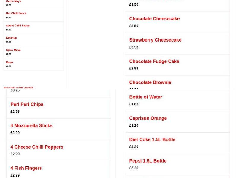 Flame 'N' Fry Menu