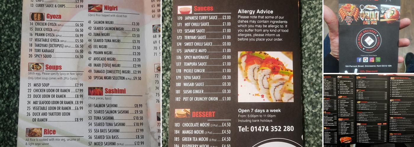 Umami sushi box Menu