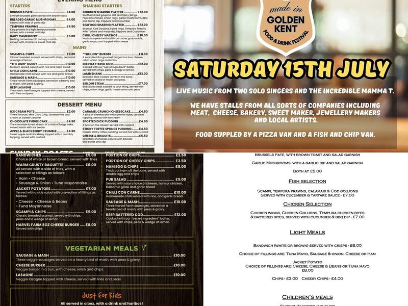 The Golden Lion Menu