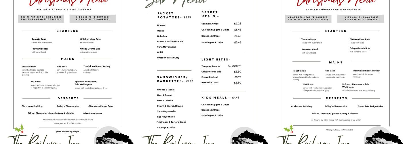 The Railway Inn and Railway Pétanque Club Menu