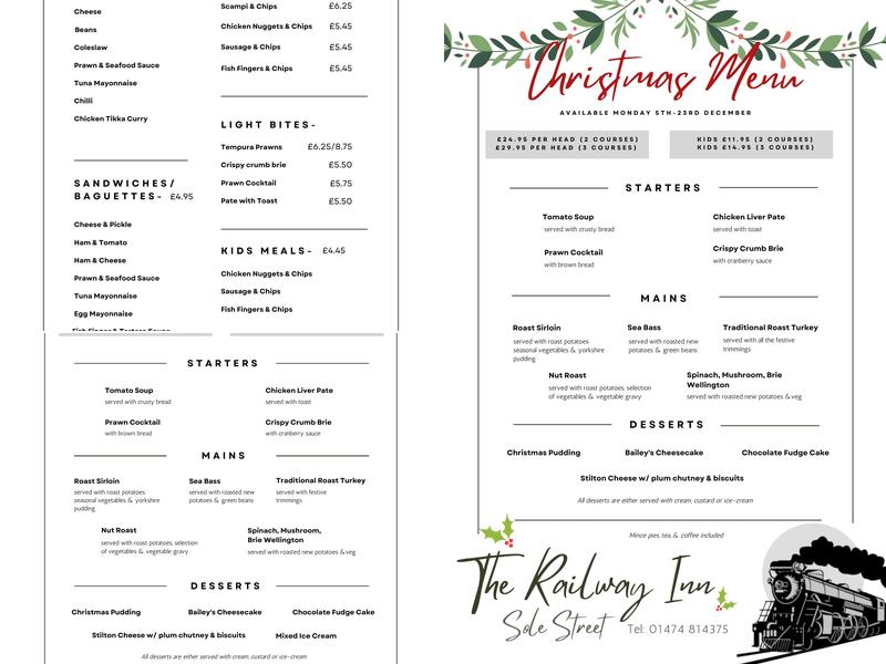 The Railway Inn and Railway Pétanque Club Menu