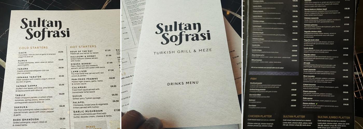 Sultan Sofrasi Menu