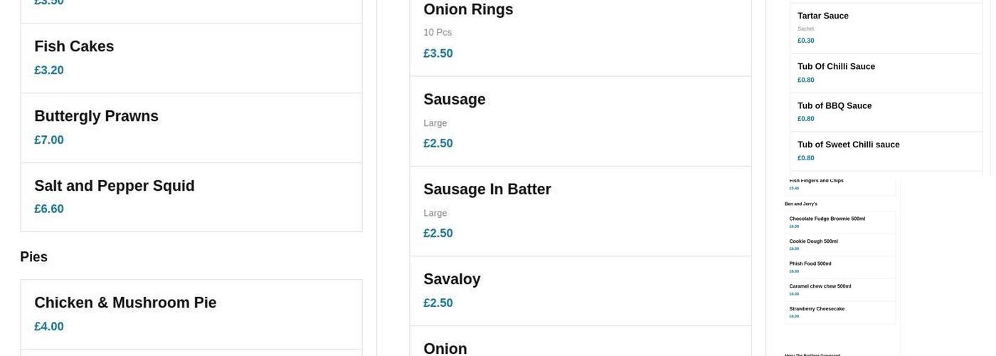 The Brothers Fish Bar Menu