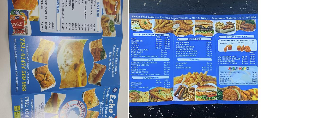Echo's Fish & Chips Menu