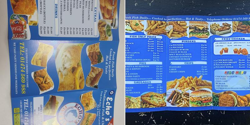Echo's Fish & Chips Menu