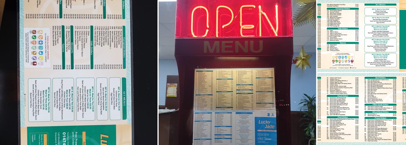 Lucky Jade Chinese takeaway Gravesend Menu