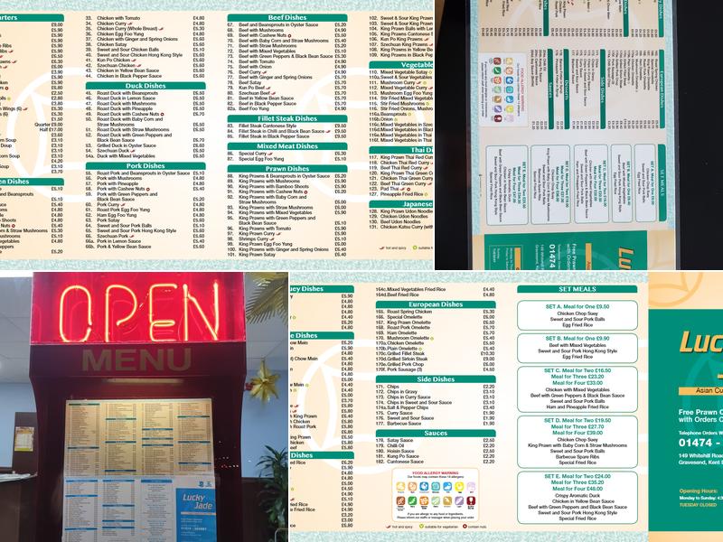 Lucky Jade Chinese takeaway Gravesend Menu
