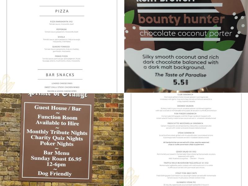 Prince of Orange Menu