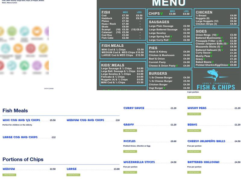 John's Traditional Fish & chips Menu