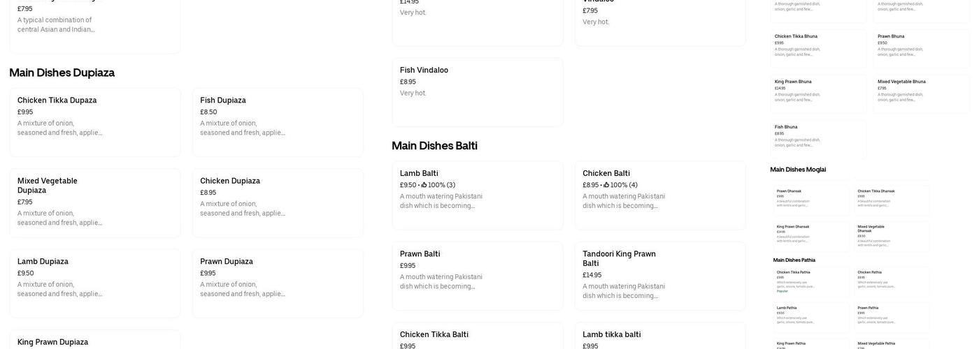 The Rickshaw Indian Takeaway Menu