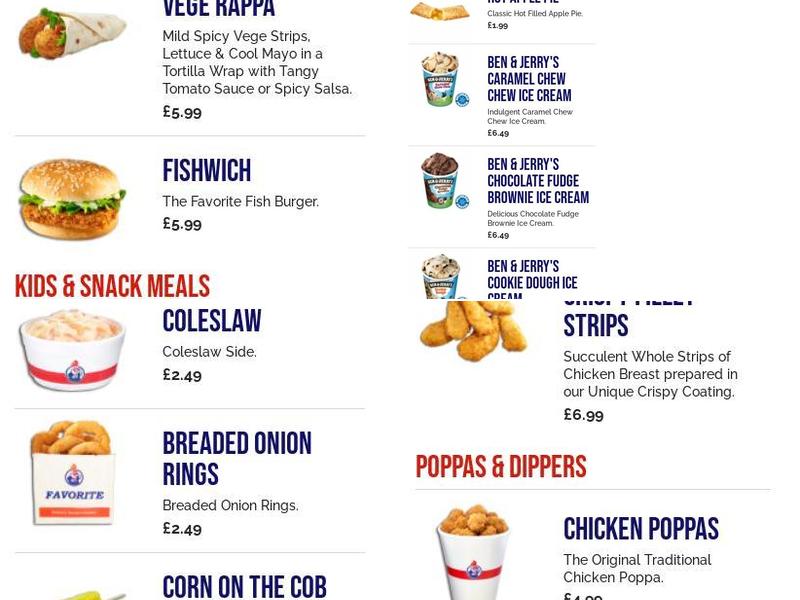 Favorite Chicken & Ribs Tollgate Services Menu