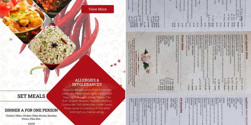 YAQUB indian takeway Menu