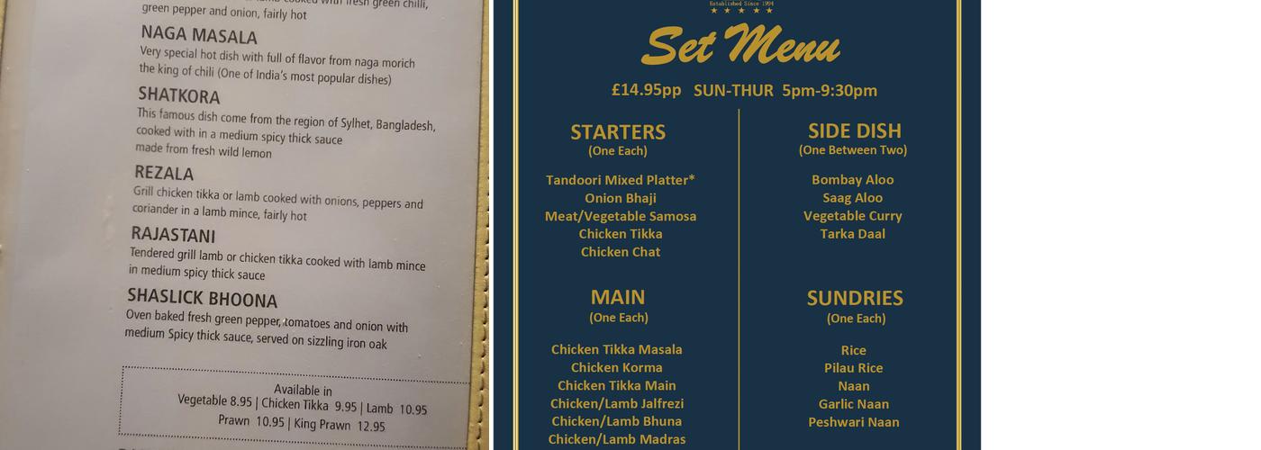 New Delhi Indian Restaurant Grays Menu