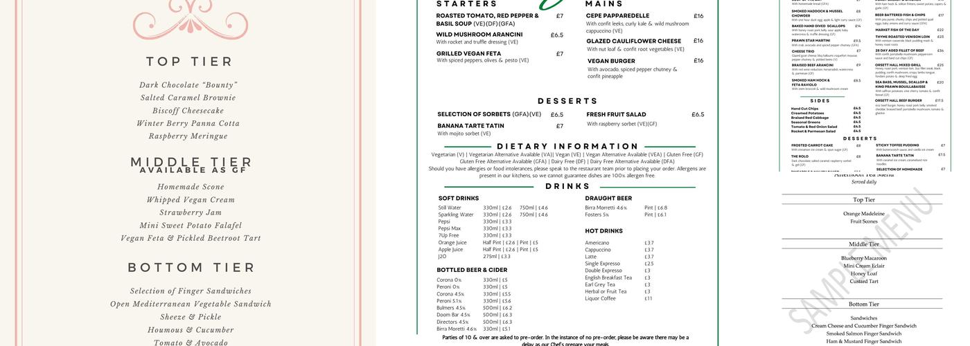 The Garden Brasserie Menu