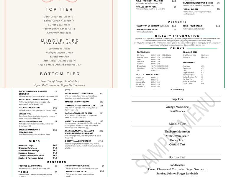 The Garden Brasserie Menu