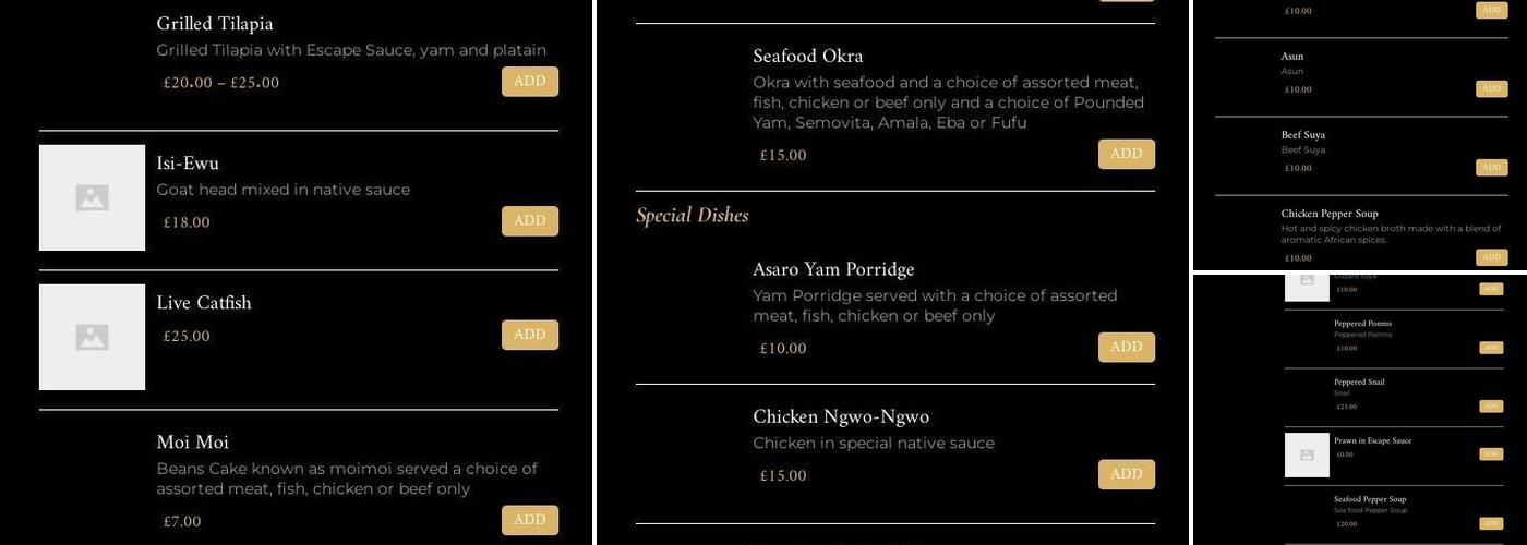 Escape Restaurant & Bar Menu