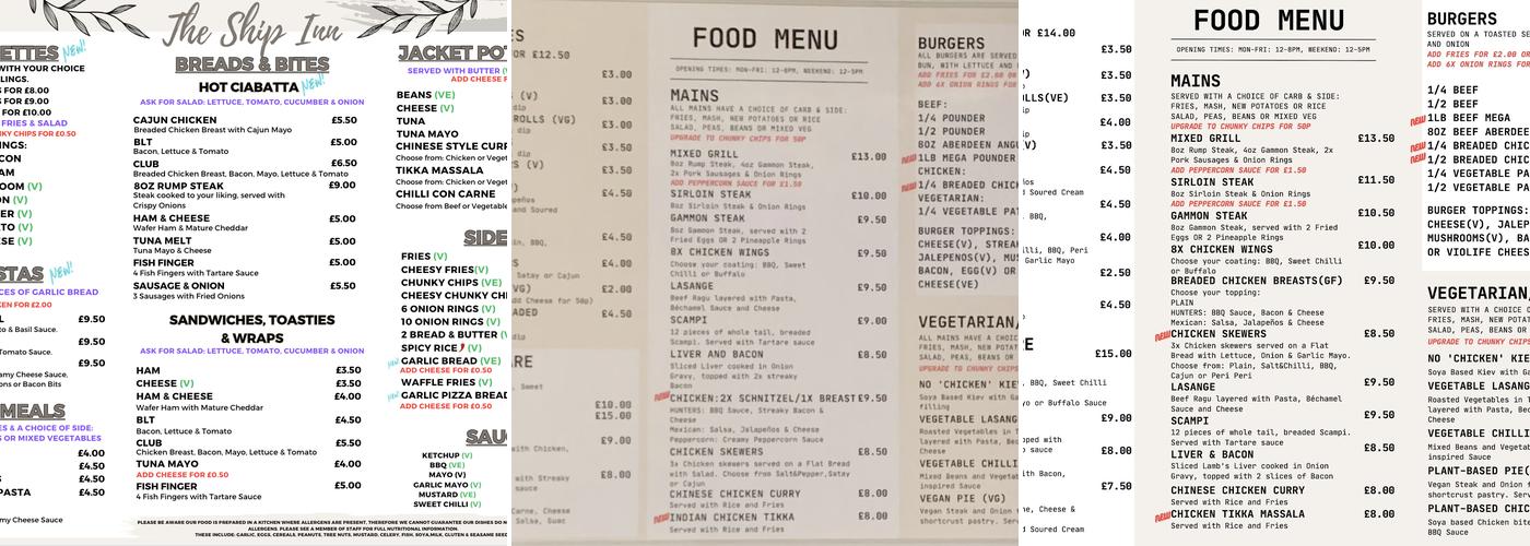 The Ship Inn Menu