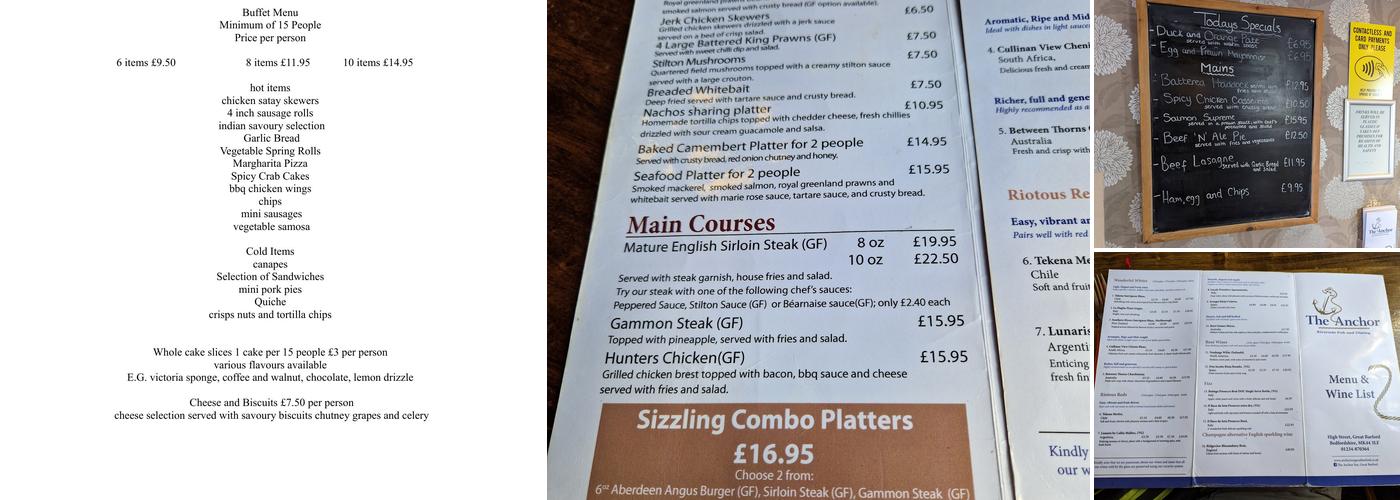ANCHOR INN Menu