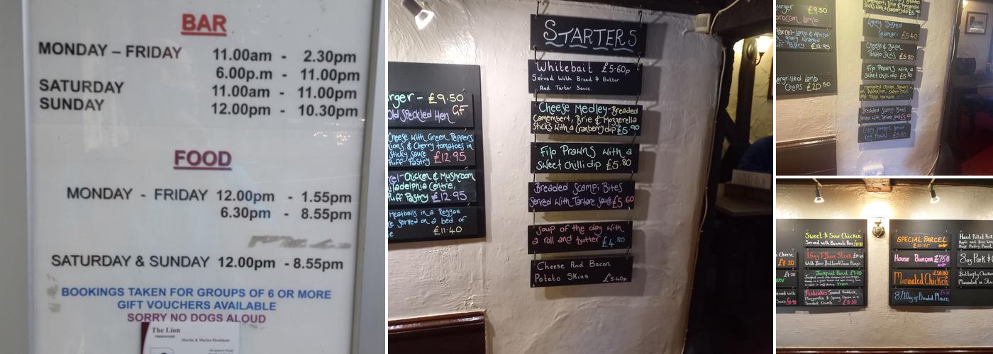The Lion Needham Market Menu