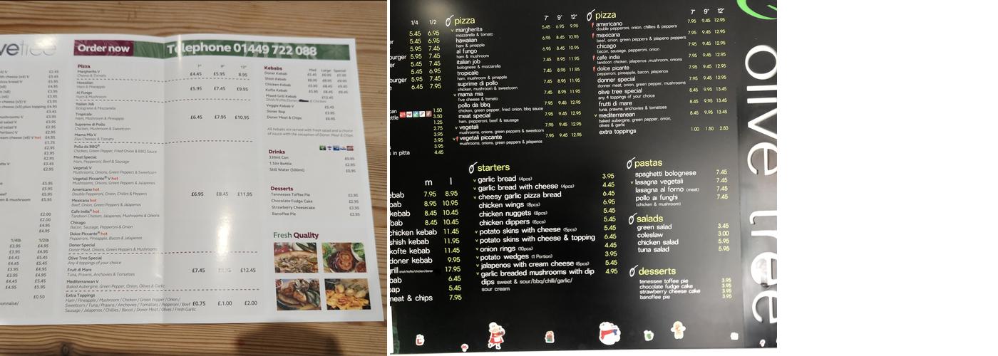 Olive Tree - Ipswich Menu