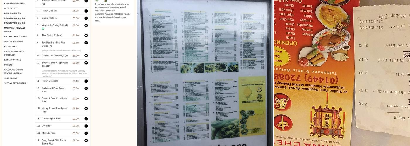 China Chef Menu