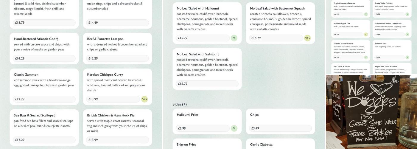 Ye Olde Windsor Castle Menu
