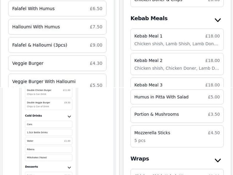 Bookham Charcoal Grill Menu