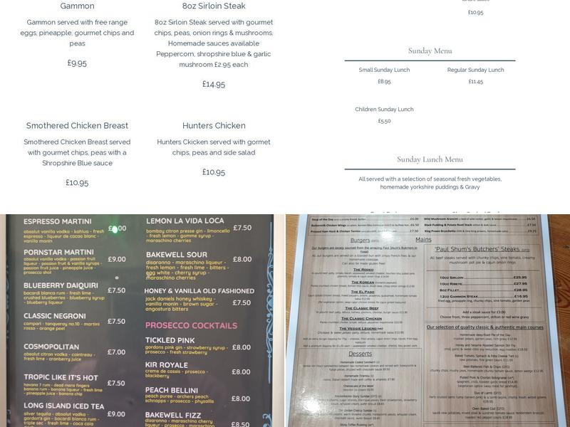 The Cock Inn Menu
