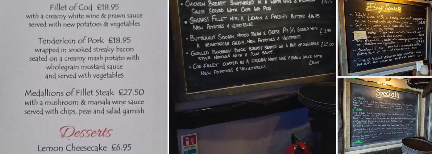 Mount Pleasant Inn Menu