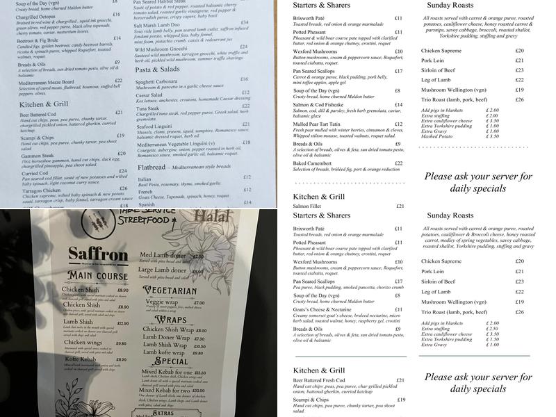 The Old Cherry Tree Menu