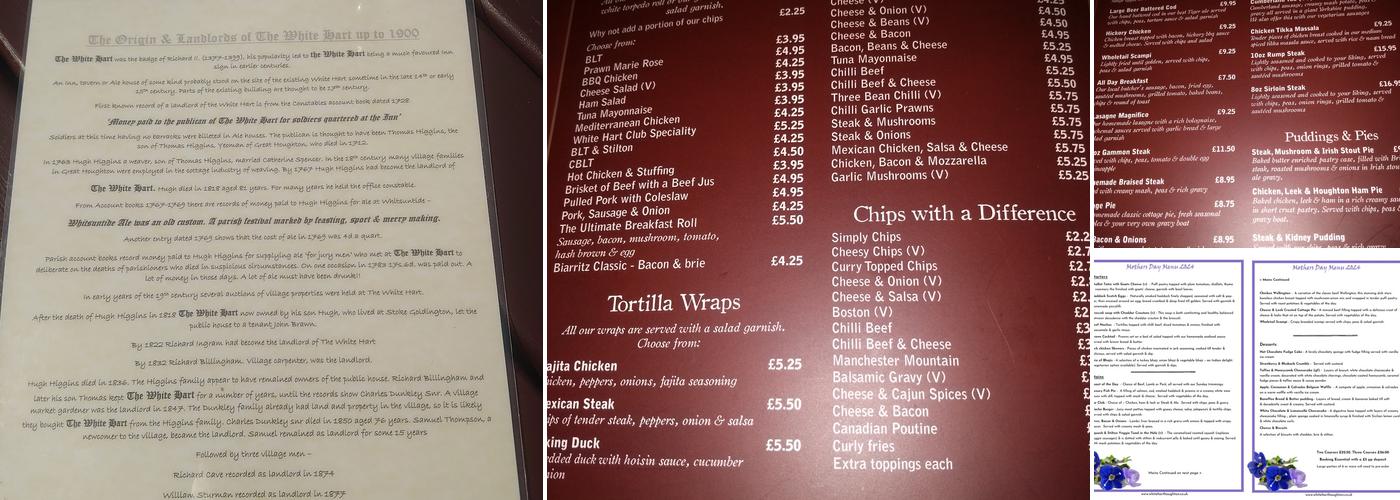 The White Hart Menu