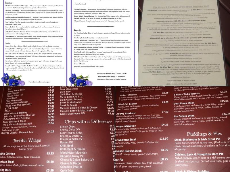 The White Hart Menu