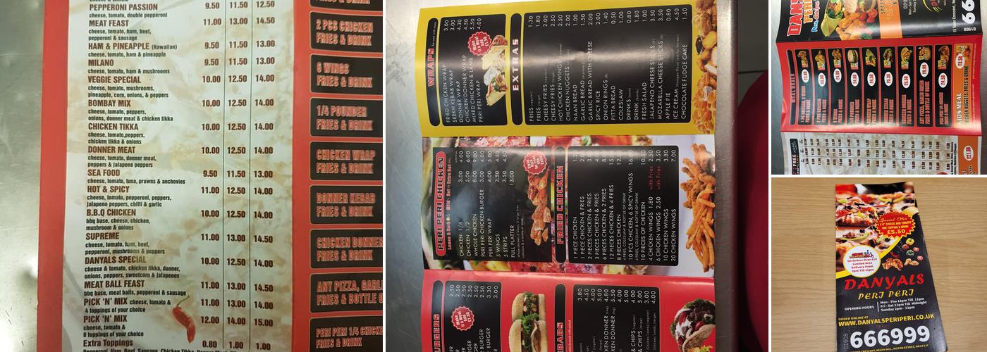 Danyals Peri Peri Menu