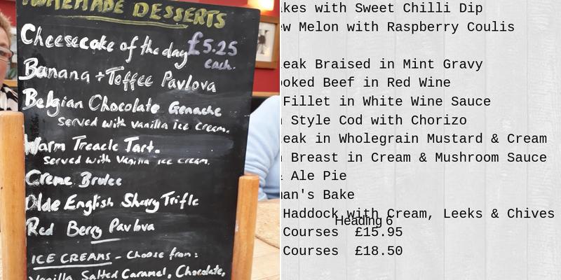 The Green Dragon Menu