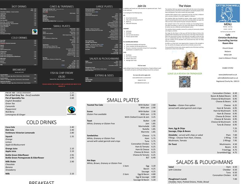 The Lyttelton Well Ltd Menu