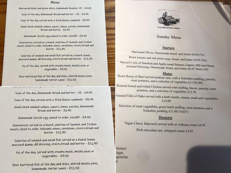 The Brewers Arms Menu