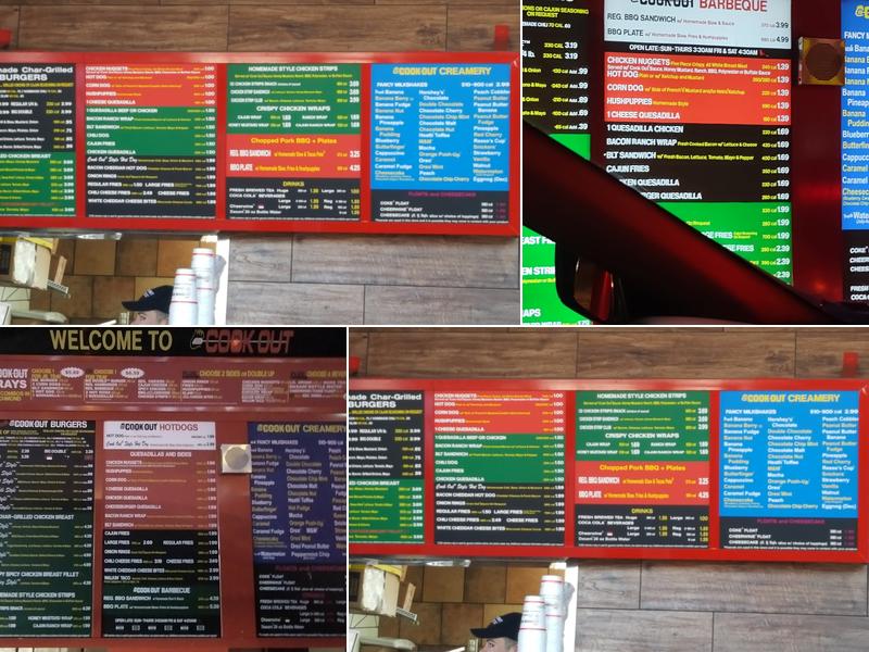 Cook Out Menu