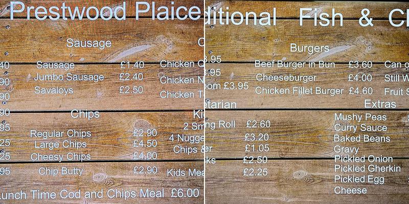 Prestwood Plaice Menu