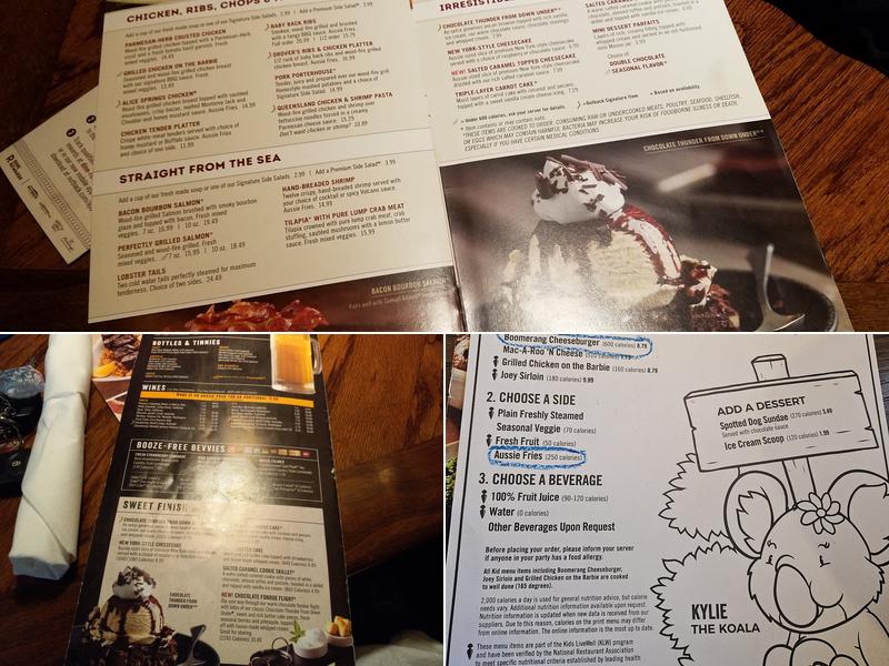 Outback Steakhouse Menu